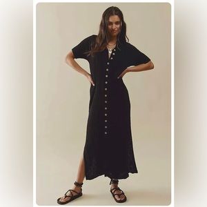 Free People Riding Waves Sweater Midi, Black, Size M